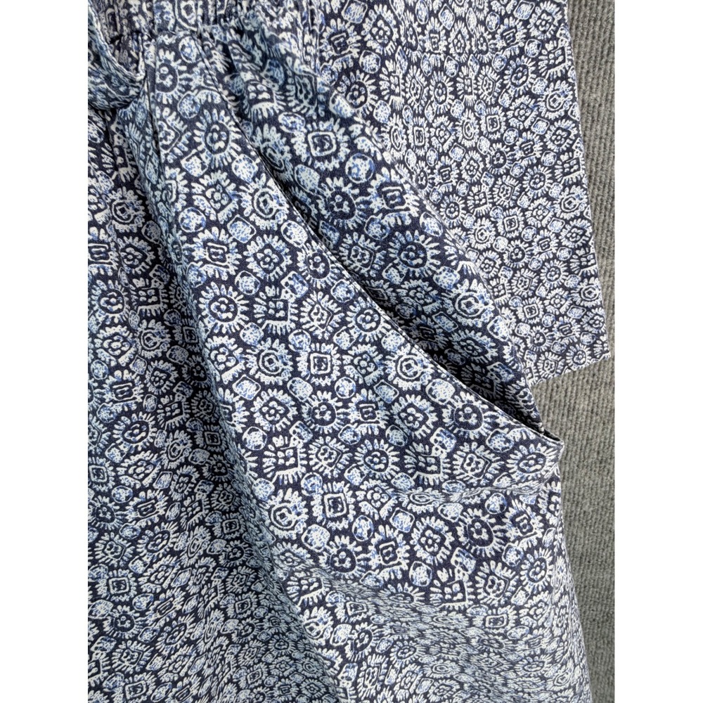 Vintage Virgo II Blue White Geometric Midi Dress ILGWU Union Made Long Sleeve 8 - Picture 4 of 7